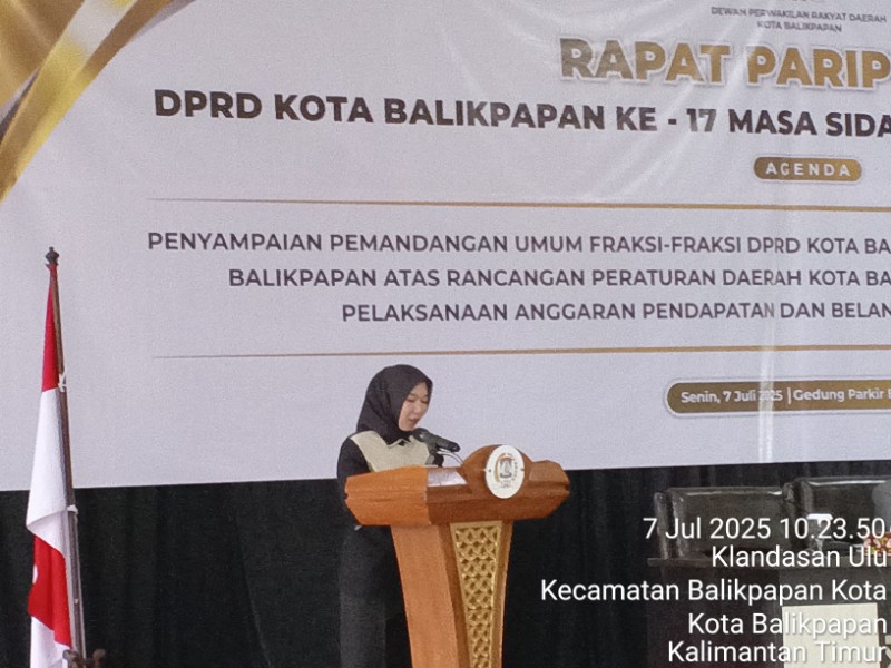 Fraksi Gerindra Apresiasi Capaian Pemkot Balikpapan di Tahun 2024 dalam Rapat Paripurna